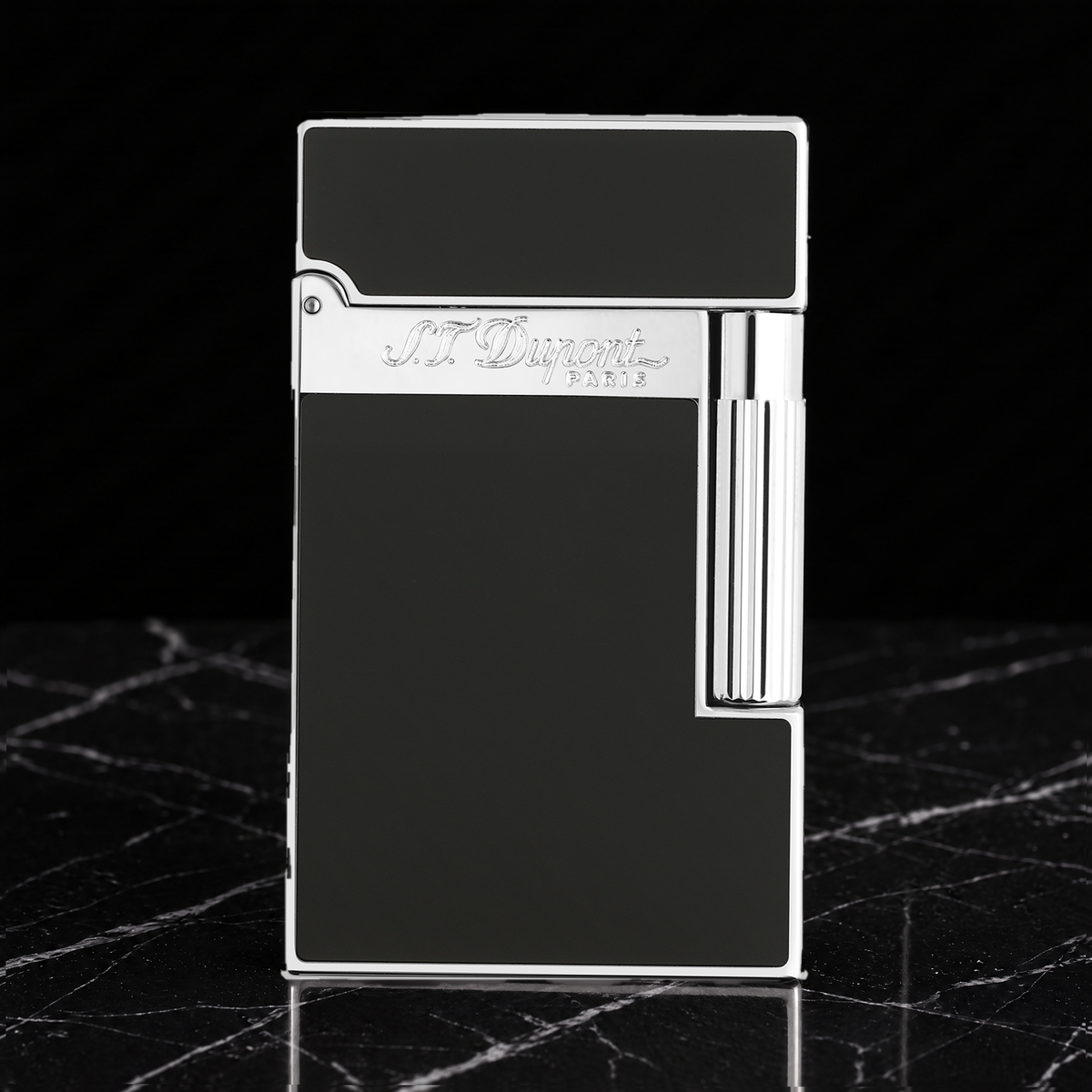S.T. Dupont Ligne 2 Perfect Ping Lighter, matte black lacquer with palladium-finish trim
