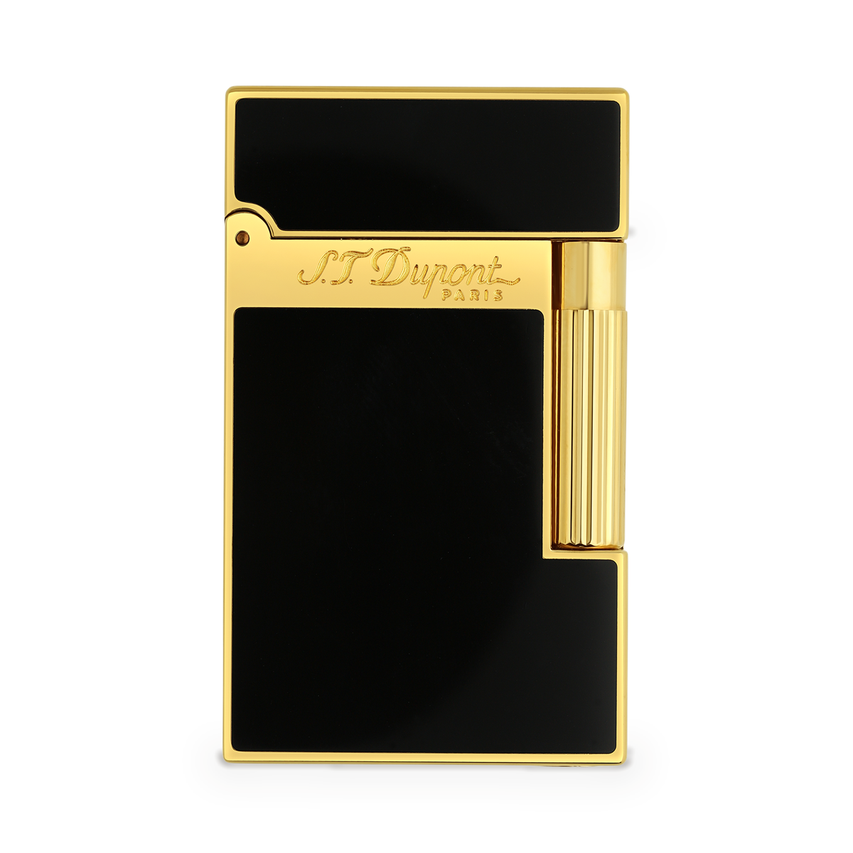 S.T. Dupont Ligne 2 Perfect Ping Lighter, matte black lacquer with gold-finish trim