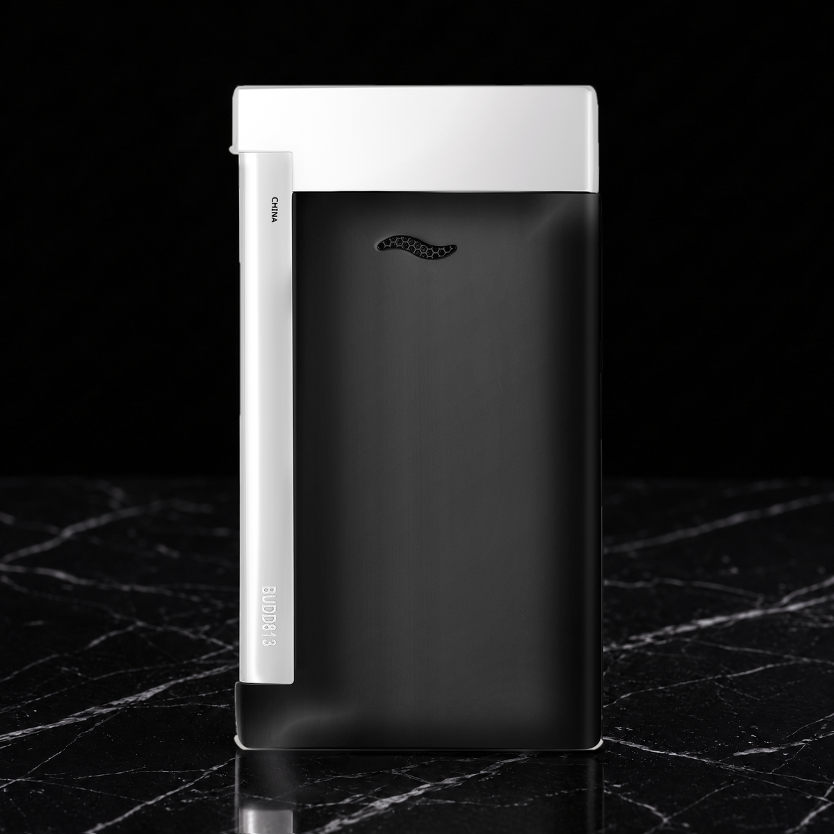 S.T. Dupont Slim 7 torch lighter in black lacquer and chrome, reverse view