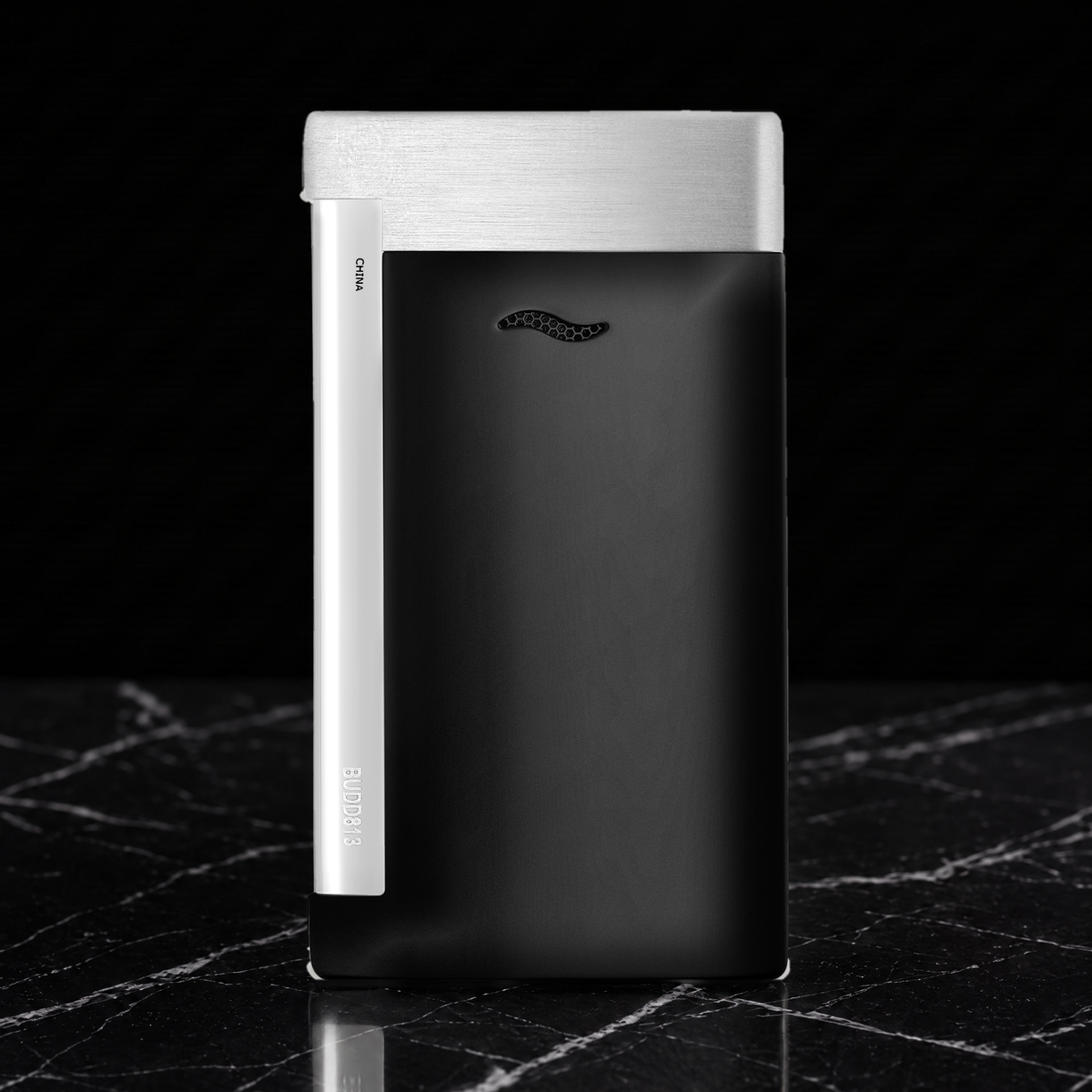 S.T. Dupont Slim 7 torch lighter in matte black and brushed chrome, reverse view