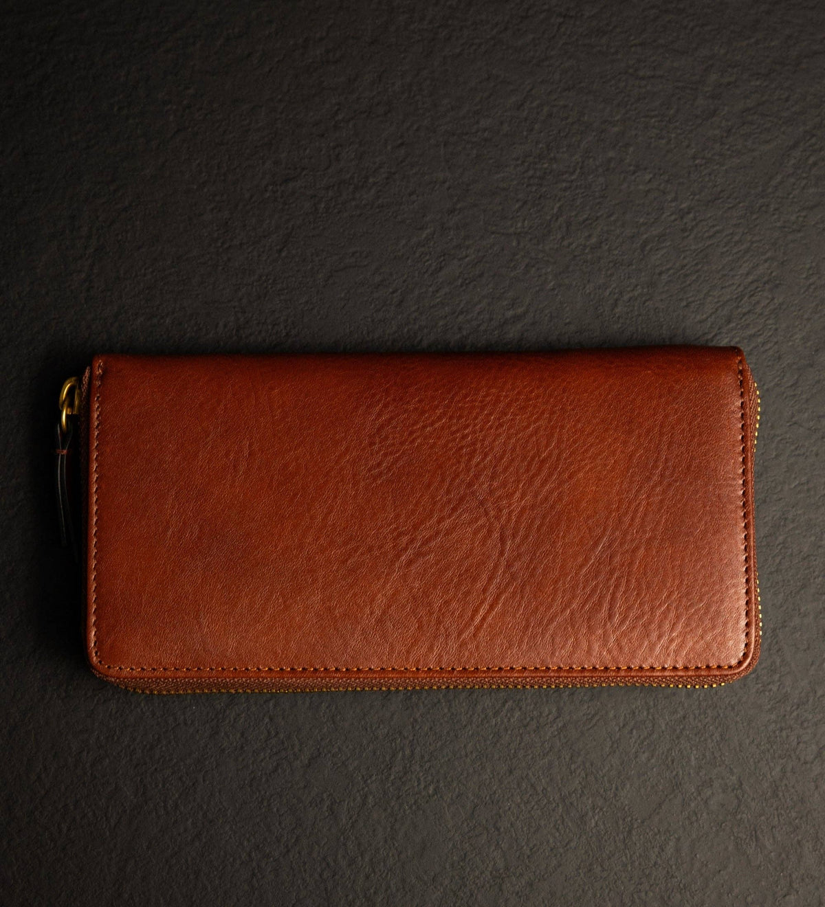 Excellent Women cognac brown leather continental zip-around wallet in Italian Vachetta (Time Resistance) — view 4