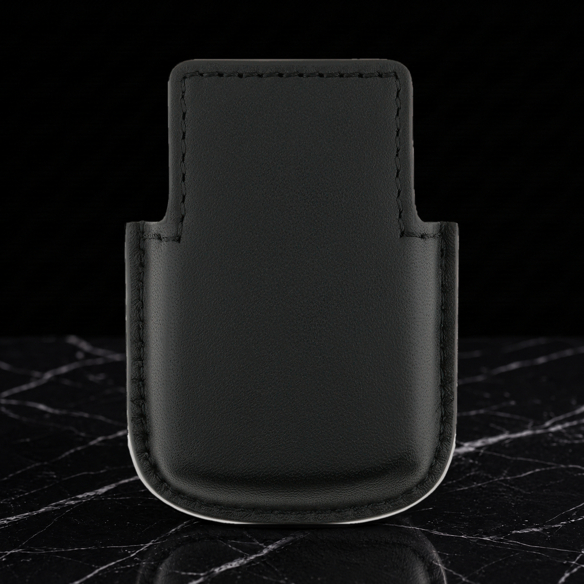 S.T. Dupont Ligne 2 lighter case in black leather, reverse view