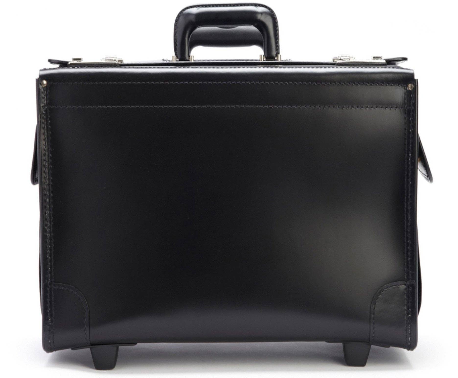 Litigator Wheeled Catalog Case in black top-grain leather