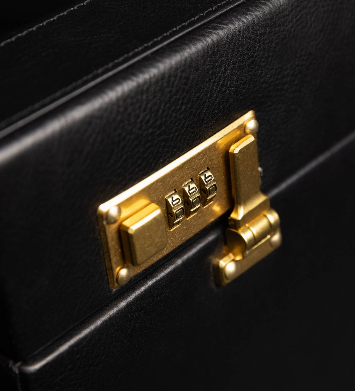Vendetta black leather attaché case by Time Resistance in full-grain vegetable-tanned Italian Vachetta, view 9 of 11