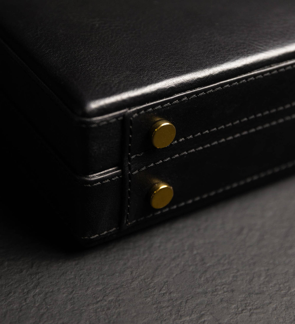 Vendetta black leather attaché case by Time Resistance in full-grain vegetable-tanned Italian Vachetta, view 10 of 11