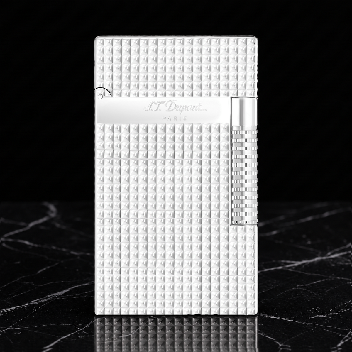 S.T. Dupont Le Grand Lighter, Diamond Head guilloché, Palladium finish