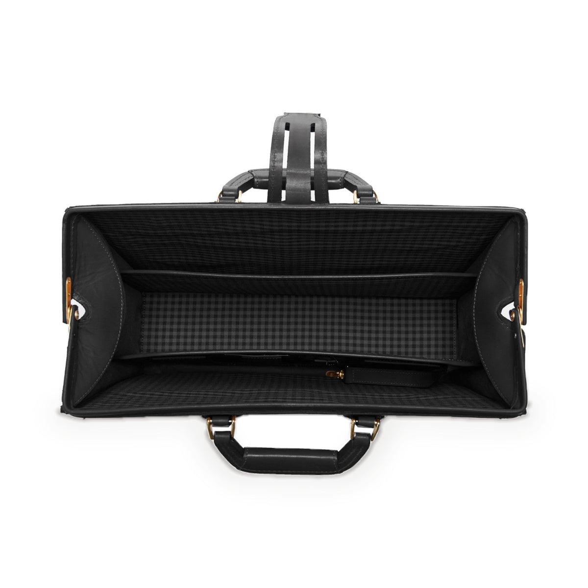 Churchill Classic Briefcase in black full-grain leather — detail view