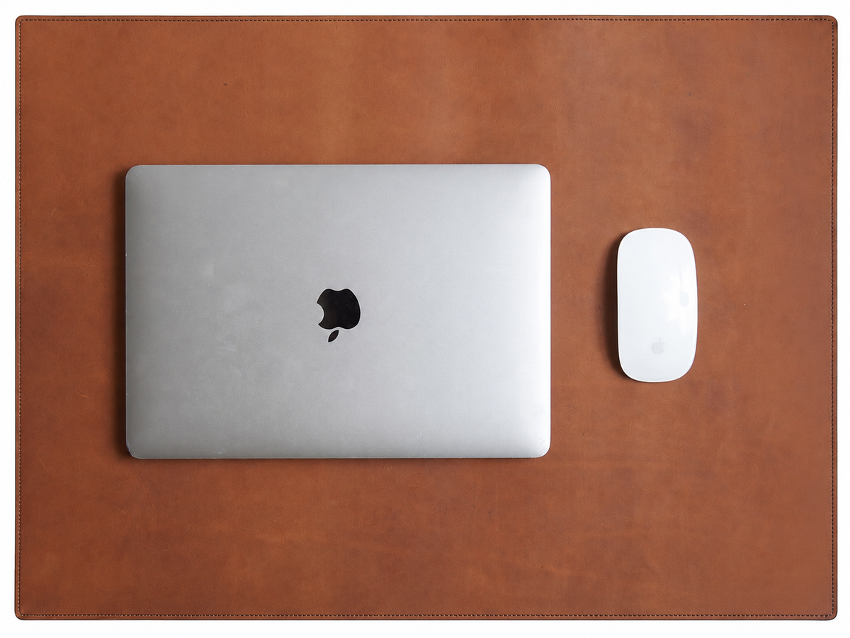 Carter Leather Desk Pad in espresso — angle view