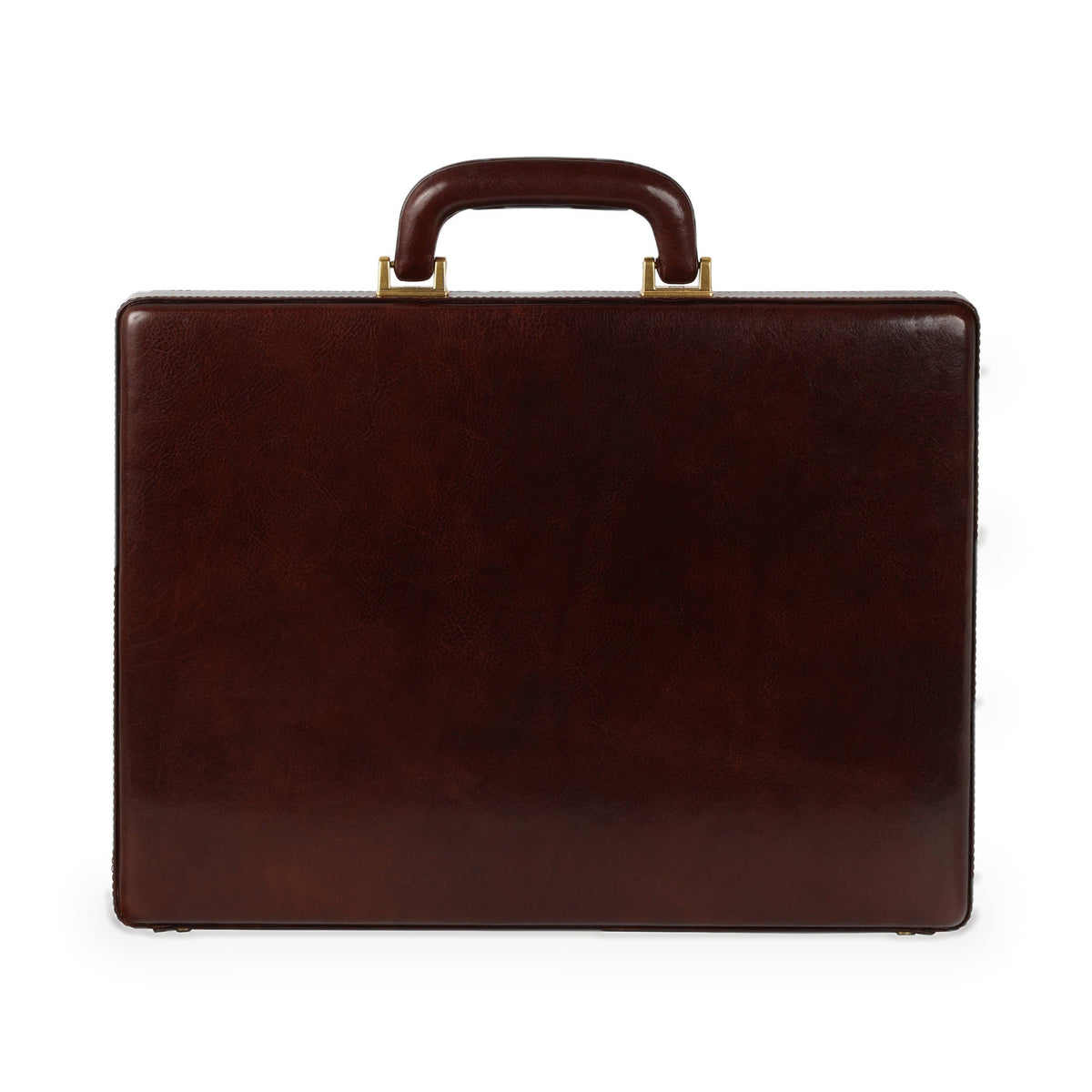 Vendetta brown leather attaché case in Italian Vachetta, back view