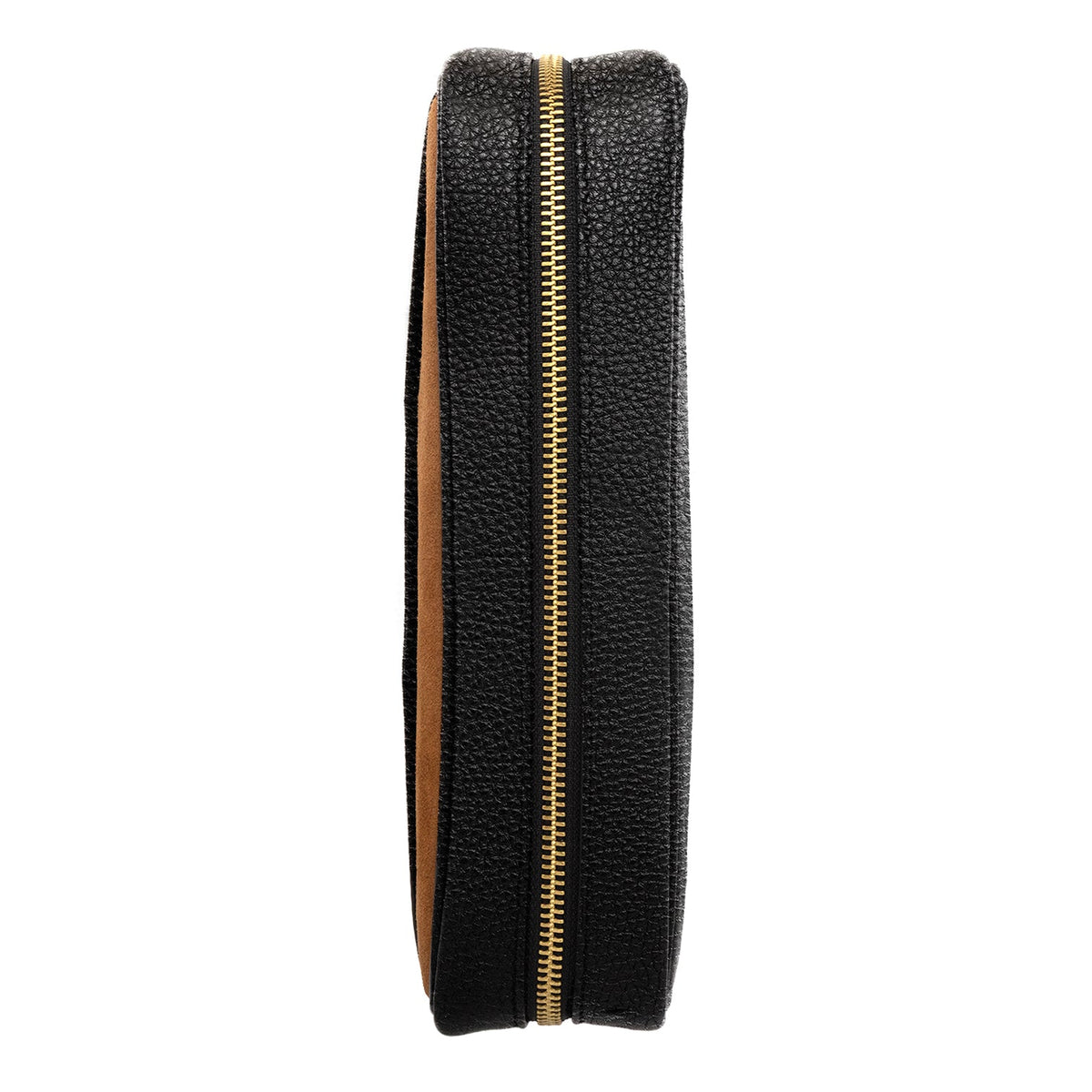 Xikar Sentinel case in black seen edge-on, showing the zipper and suede-lined gusset