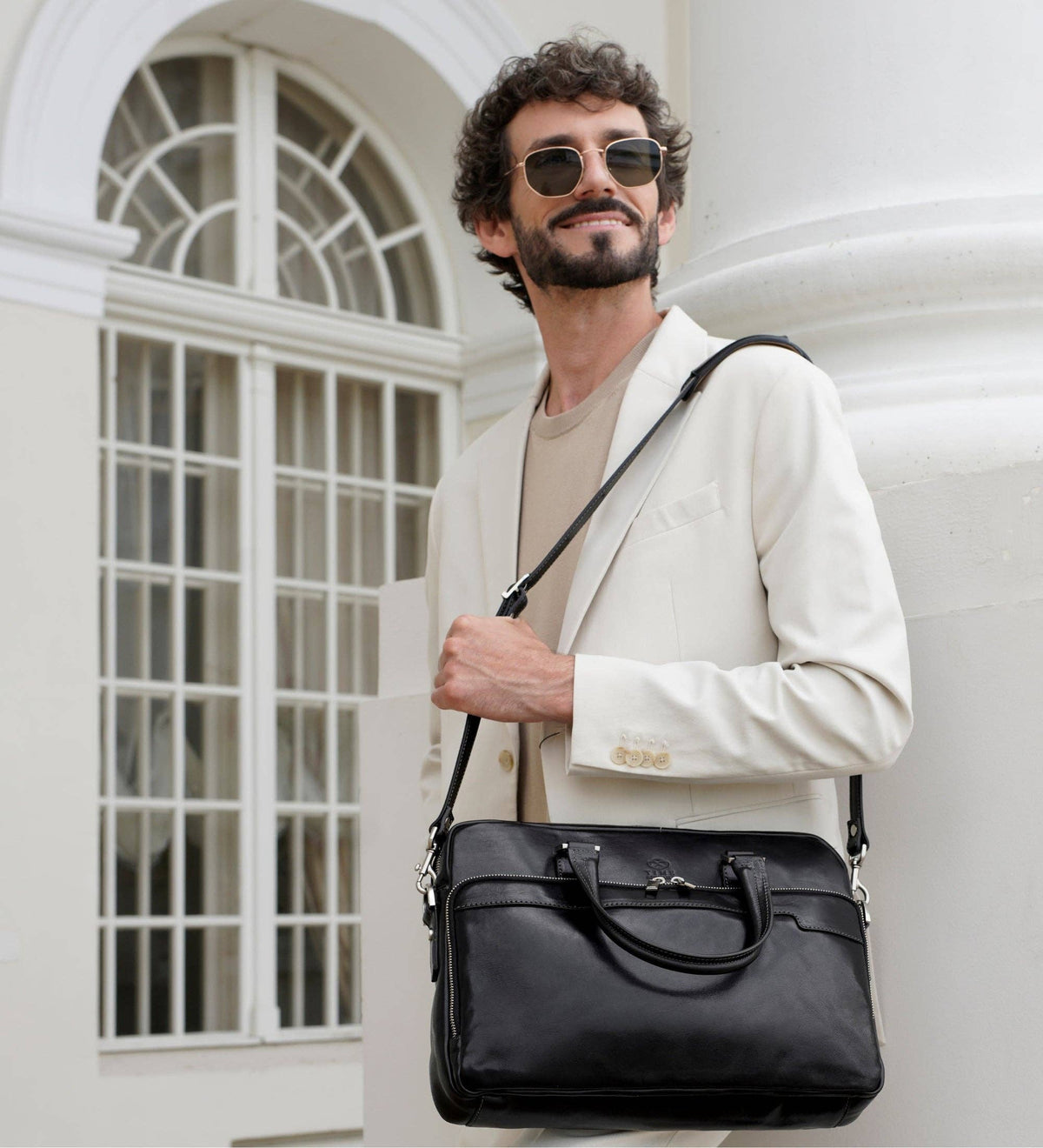 Orlando black leather laptop briefcase in Italian Vachetta (Time Resistance) — view 12