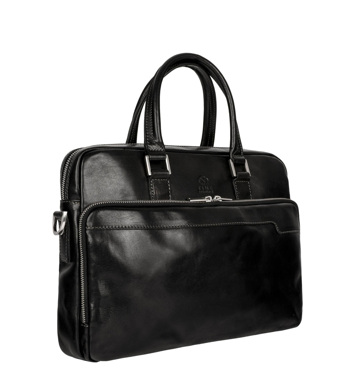Orlando black leather laptop briefcase in Italian Vachetta (Time Resistance) — view 2