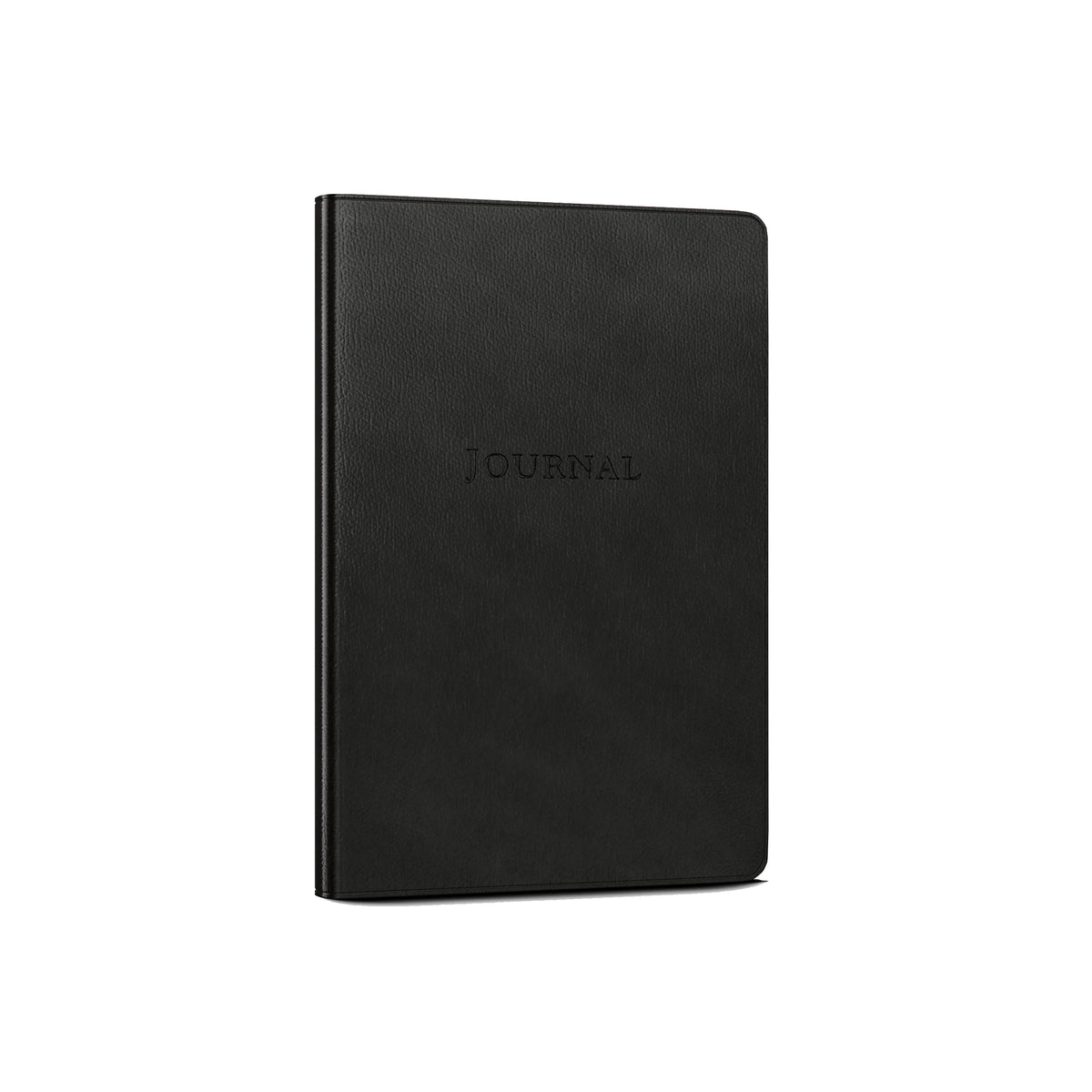 Desk Leather Journal, ruled, in black leather — front view, standing