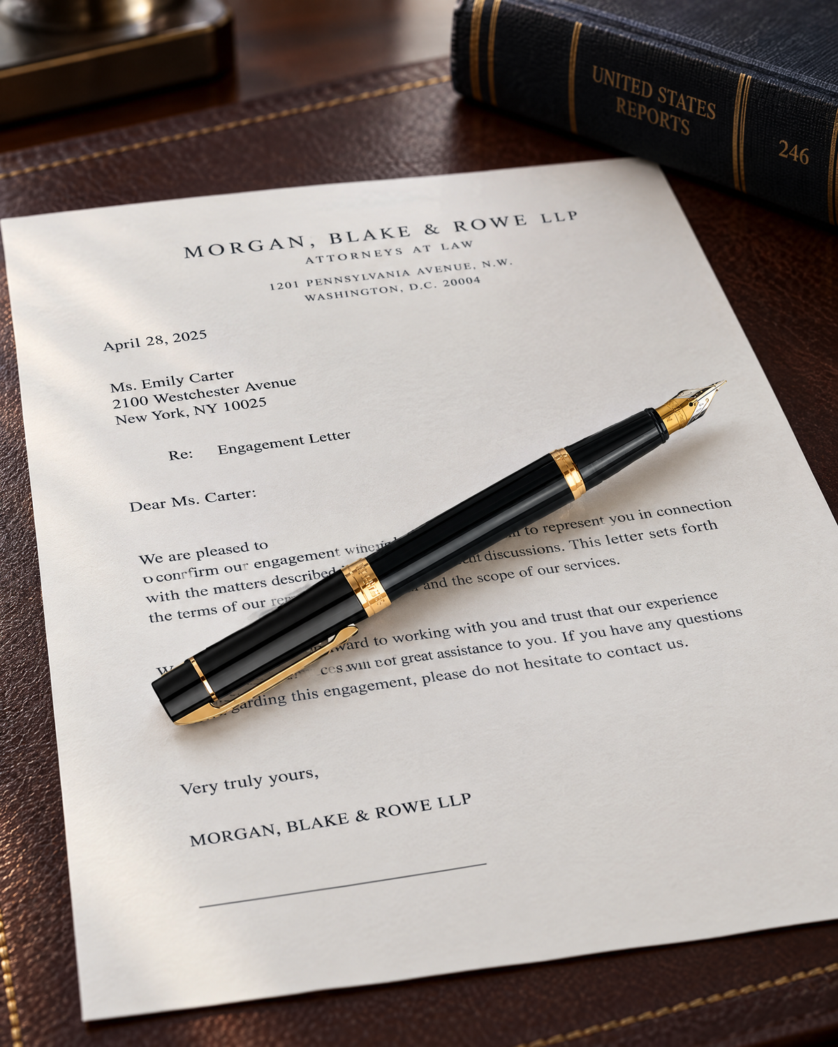 Sheaffer 300 Pen — Glossy Black with Gold Trim: close view of the black and gold fountain pen on a printed engagement letter
