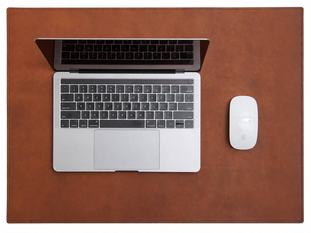 Carter Leather Desk Pad in espresso — full view