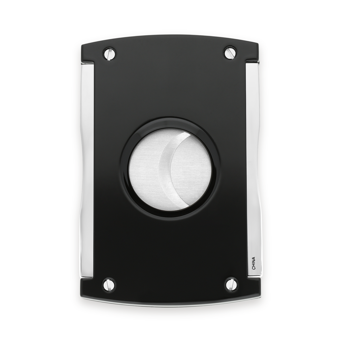 S.T. Dupont Maxijet cigar cutter in black lacquer and chrome, reverse view