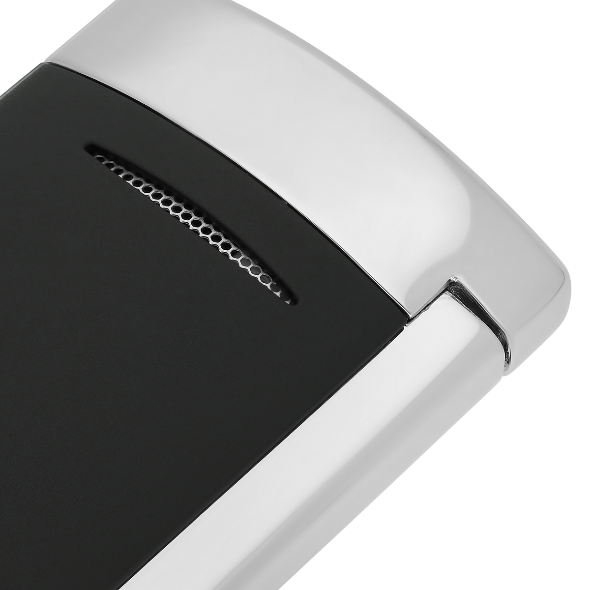 Close-up of the S.T. Dupont Minijet burner vent and plated cap