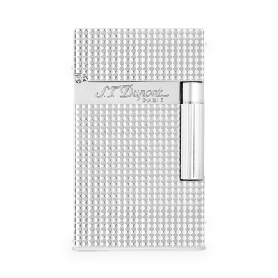 S.T. Dupont Ligne 2 Diamond Head lighter in palladium, front view, cap closed