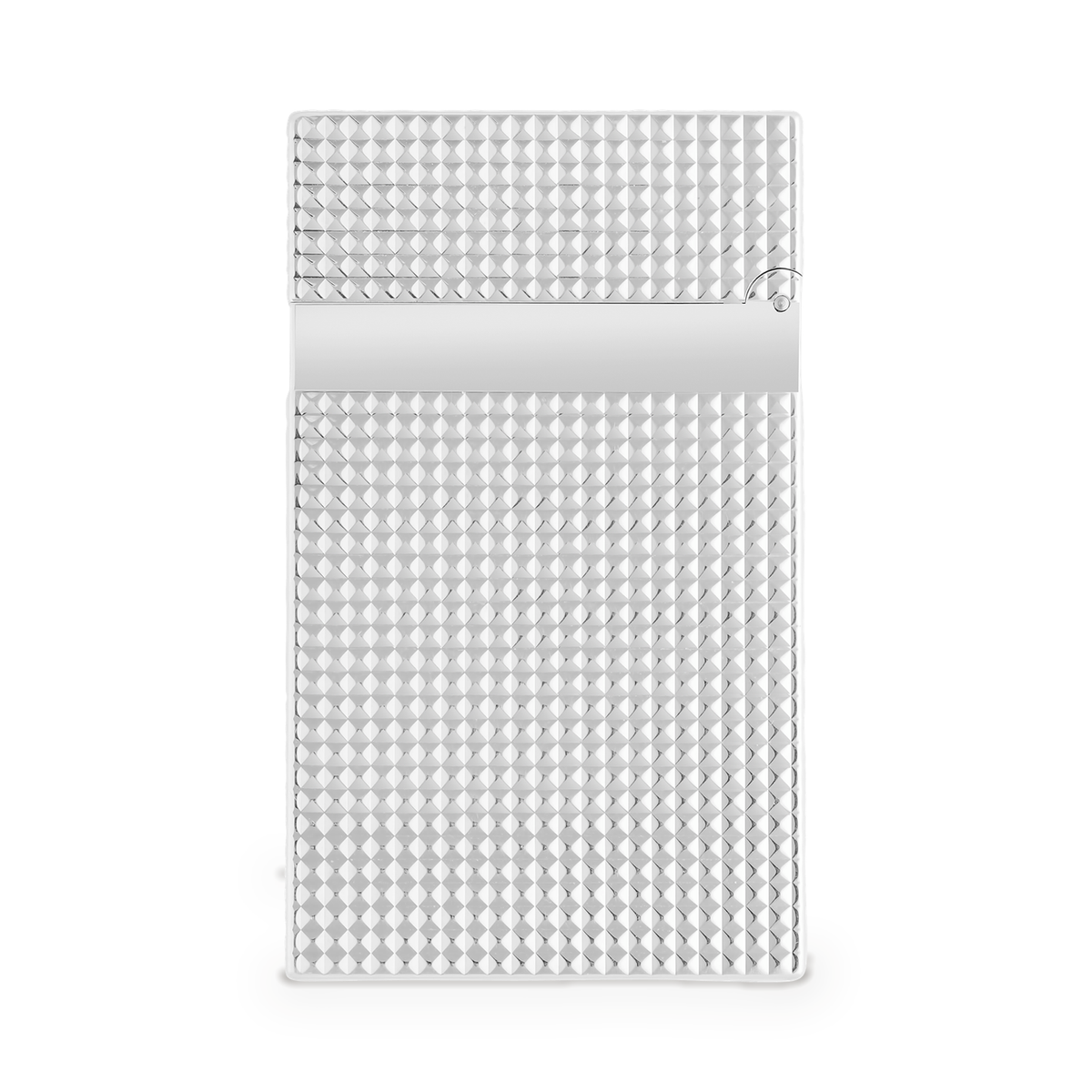 S.T. Dupont Ligne 2 Diamond Head lighter in palladium, reverse view of the guilloché body