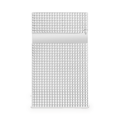 S.T. Dupont Ligne 2 Diamond Head lighter in palladium, reverse view of the guilloché body