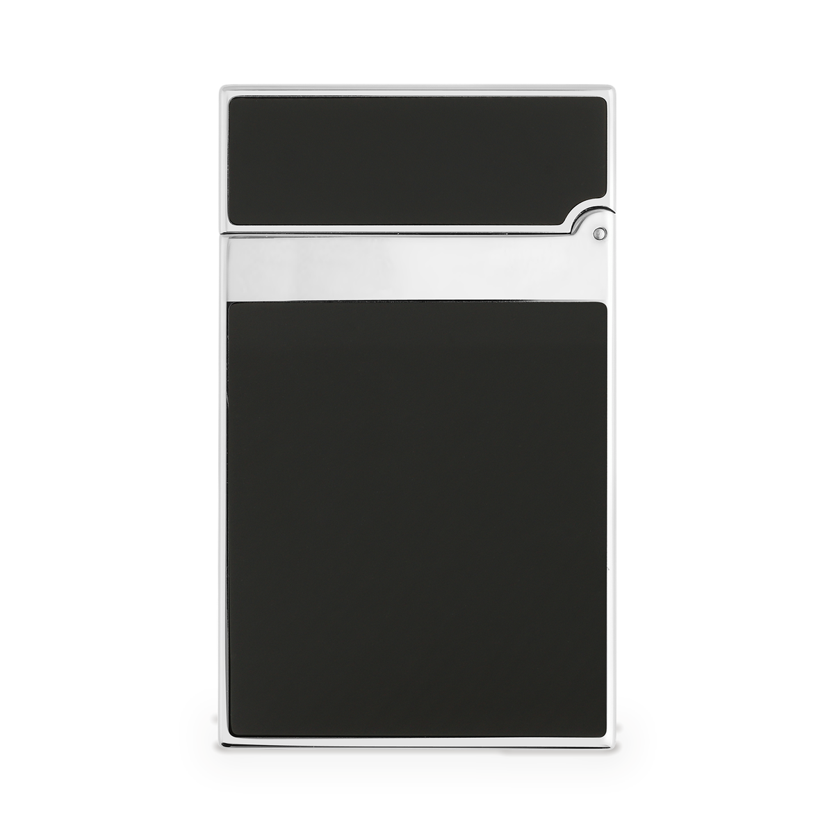 S.T. Dupont Ligne 2 lighter in black lacquer and palladium, reverse view showing the plain lacquer panel