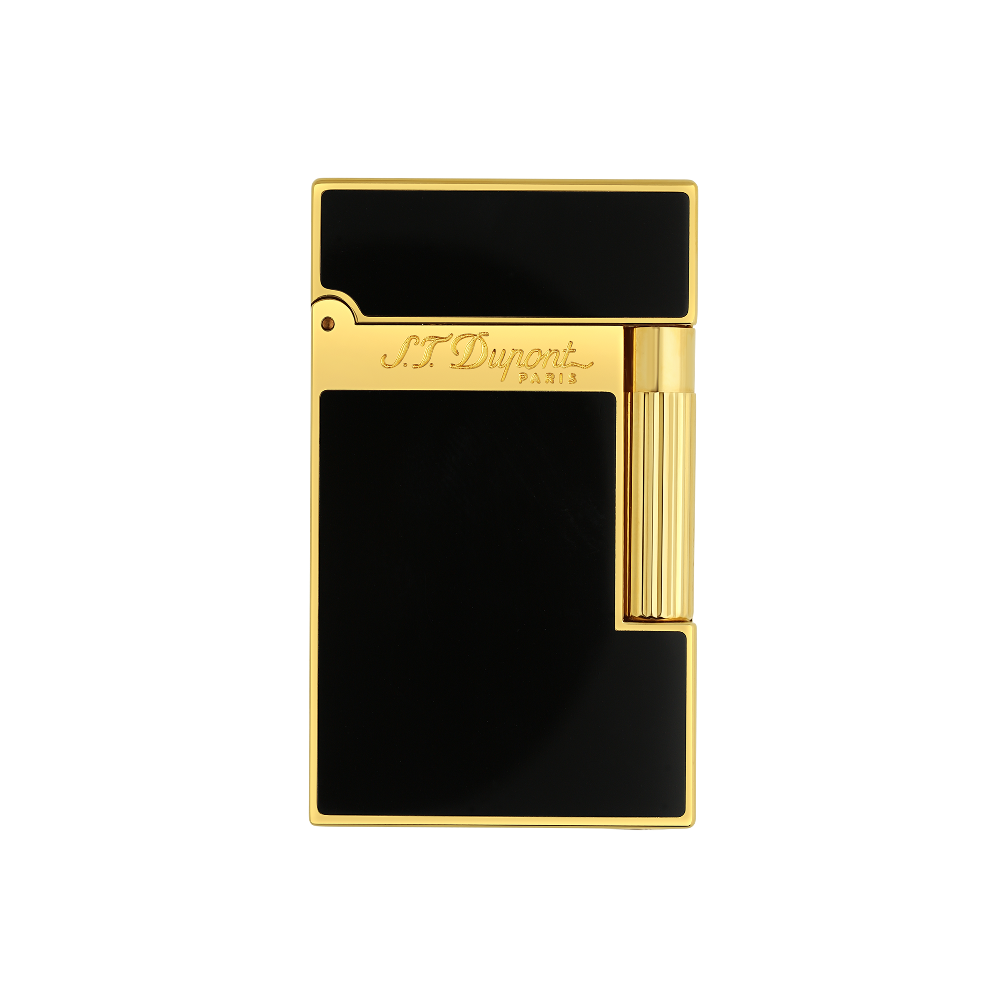 S.T. Dupont Ligne 2 Perfect Ping Lighter, matte black lacquer with gold-finish trim