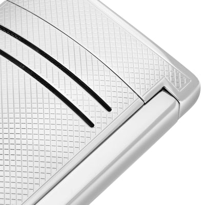 Close-up of the S.T. Dupont Maxijet chrome grid texture and the two vent slots