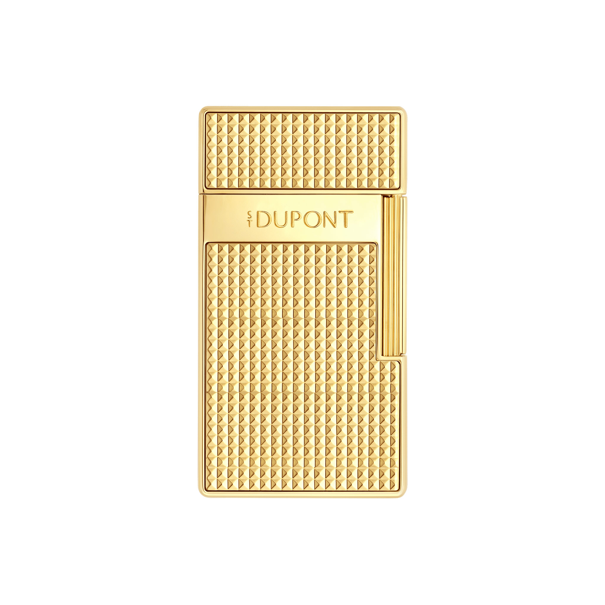 S.T. Dupont Biggy Lighter, Diamond Head guilloché, gold finish