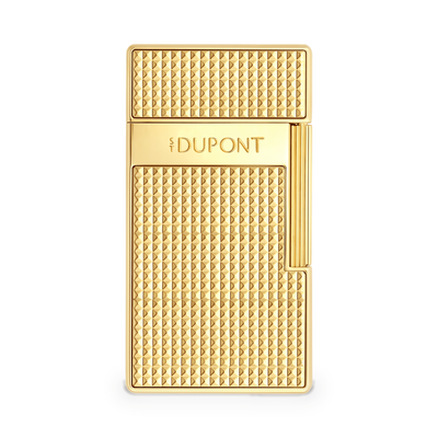S.T. Dupont Biggy Lighter, Diamond Head guilloché, gold finish