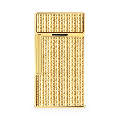 S.T. Dupont Biggy torch lighter in gold with Diamond Head guilloché, reverse view
