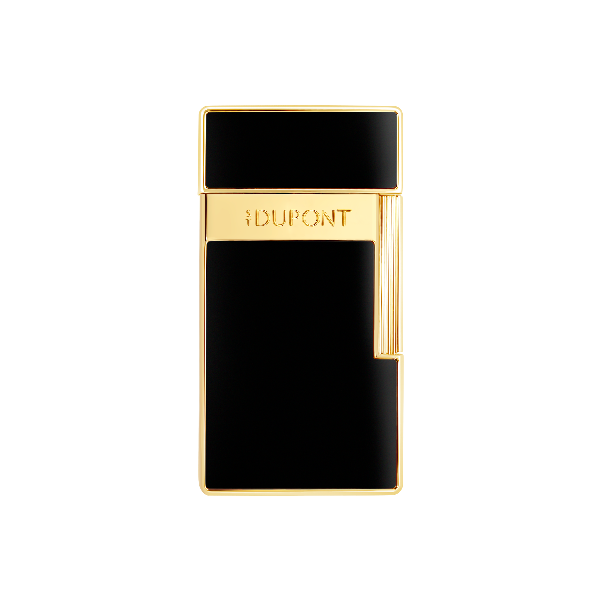 S.T. Dupont Biggy Lighter, black lacquer with gold-finish trim