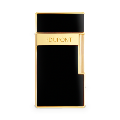 S.T. Dupont Biggy Lighter, black lacquer with gold-finish trim