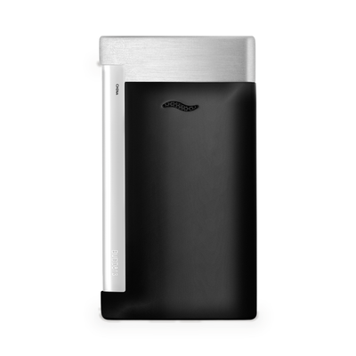 S.T. Dupont Slim 7 torch lighter in matte black and brushed chrome, reverse view