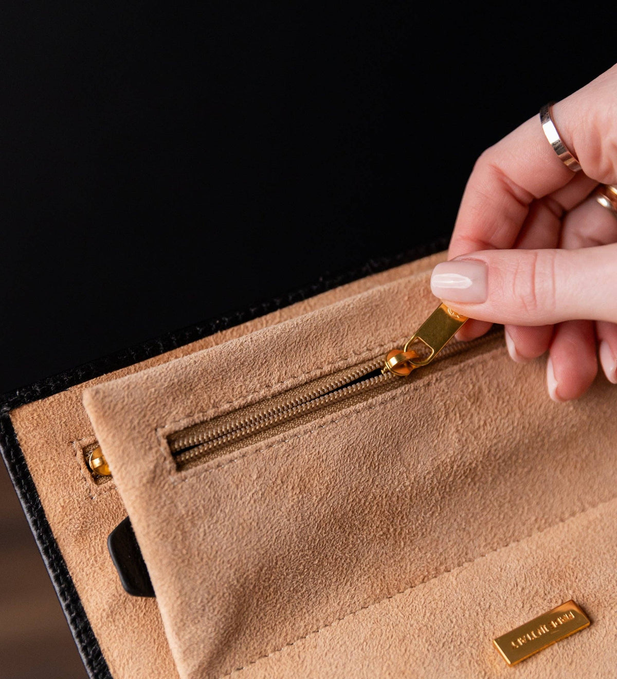 Madame Bovary black leather jewelry roll by Time Resistance in full-grain vegetable-tanned Italian Vachetta, view 8 of 8