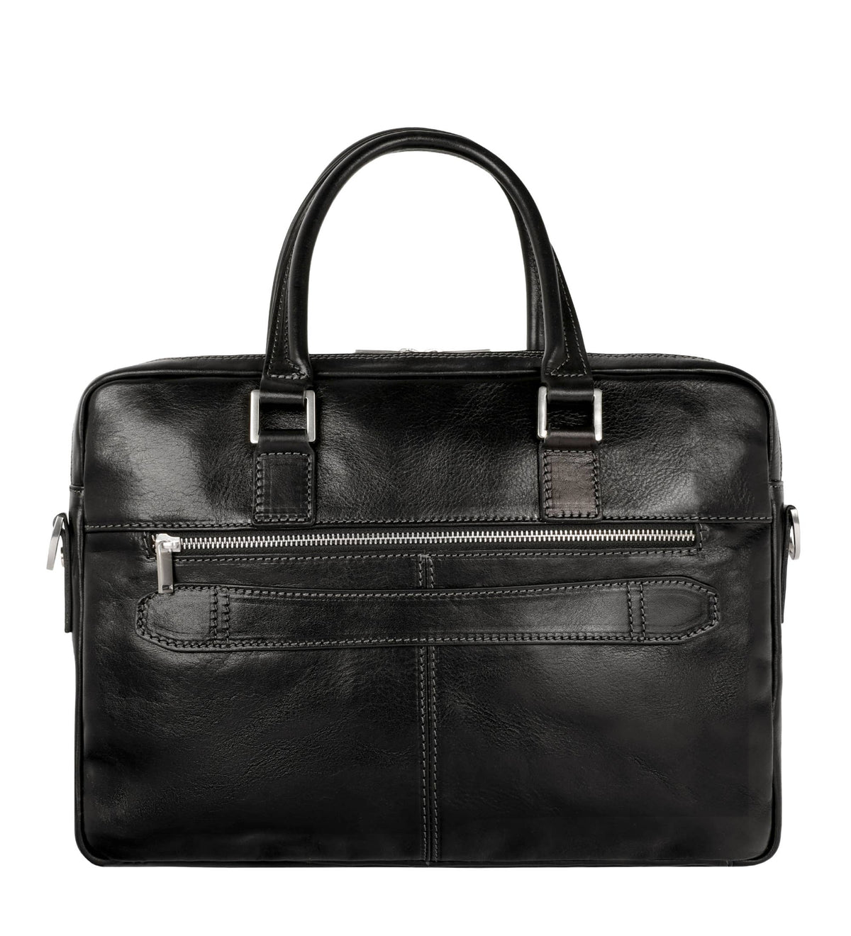 Orlando black leather laptop briefcase in Italian Vachetta (Time Resistance) — view 3
