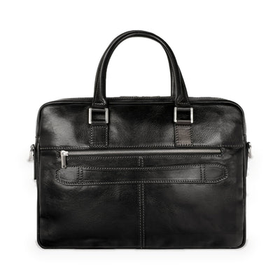 Orlando black leather laptop briefcase in Italian Vachetta (Time Resistance) — view 3
