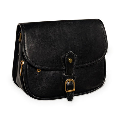 Women in Love black leather saddle bag in Italian Vachetta (Time Resistance) — view 5
