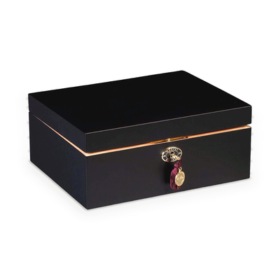 Daniel Marshall Ambiente 65 desktop cigar humidor in black matte, Spanish cedar lined, view 2 of 3