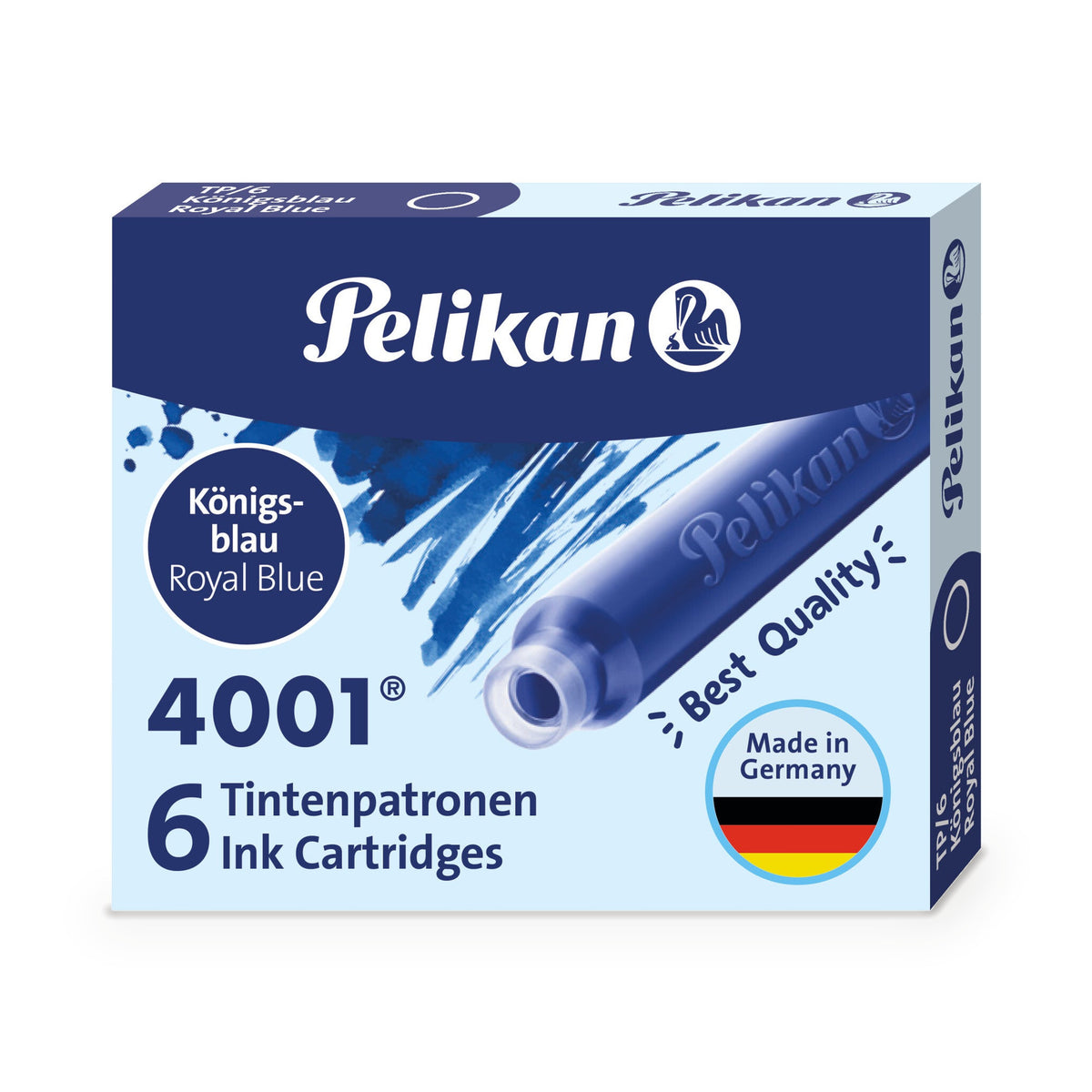 Pelikan 4001 TP/6 ink cartridges, pack of 6, Royal Blue