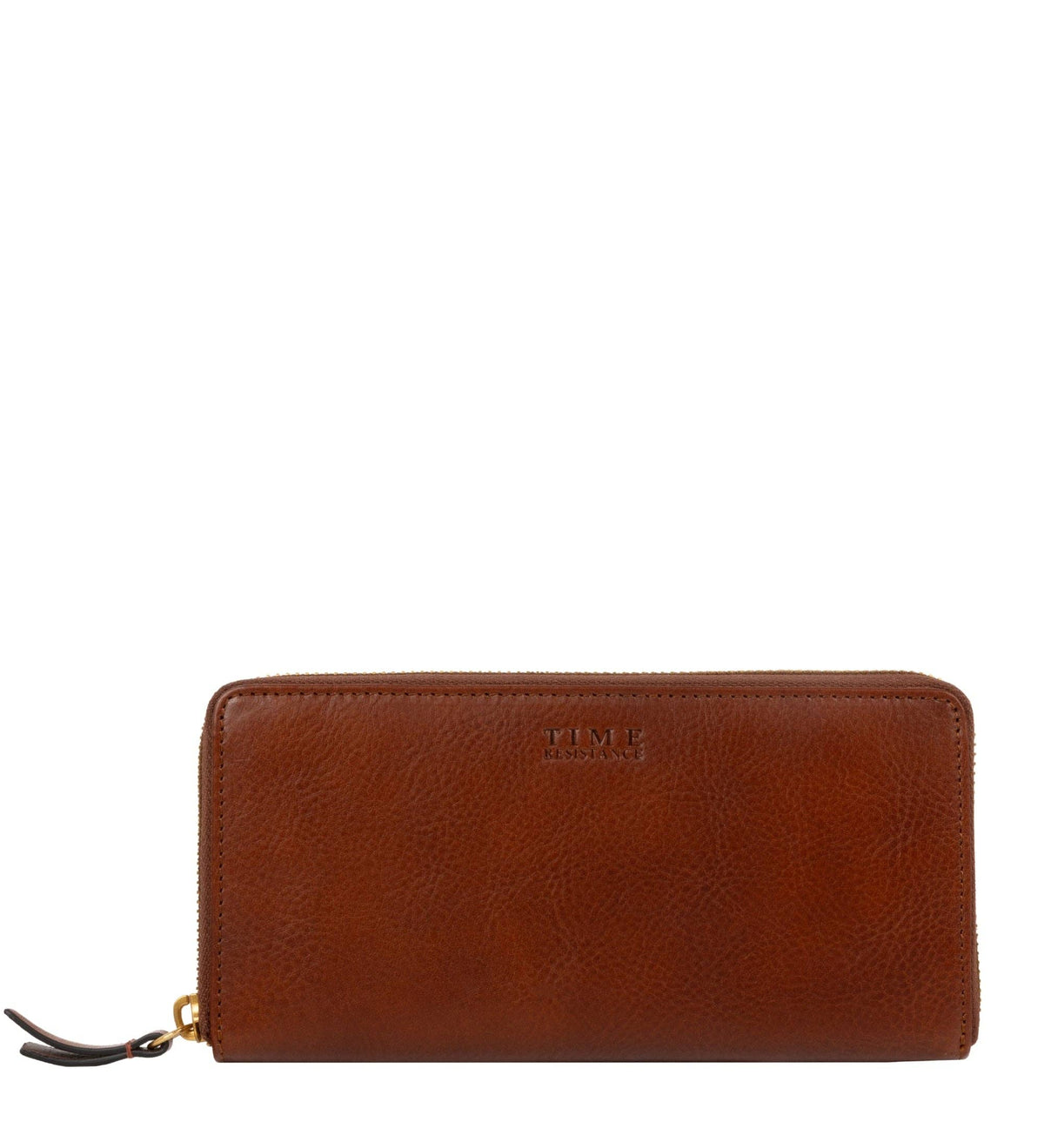 Excellent Women cognac brown leather continental zip-around wallet in Italian Vachetta (Time Resistance), front view