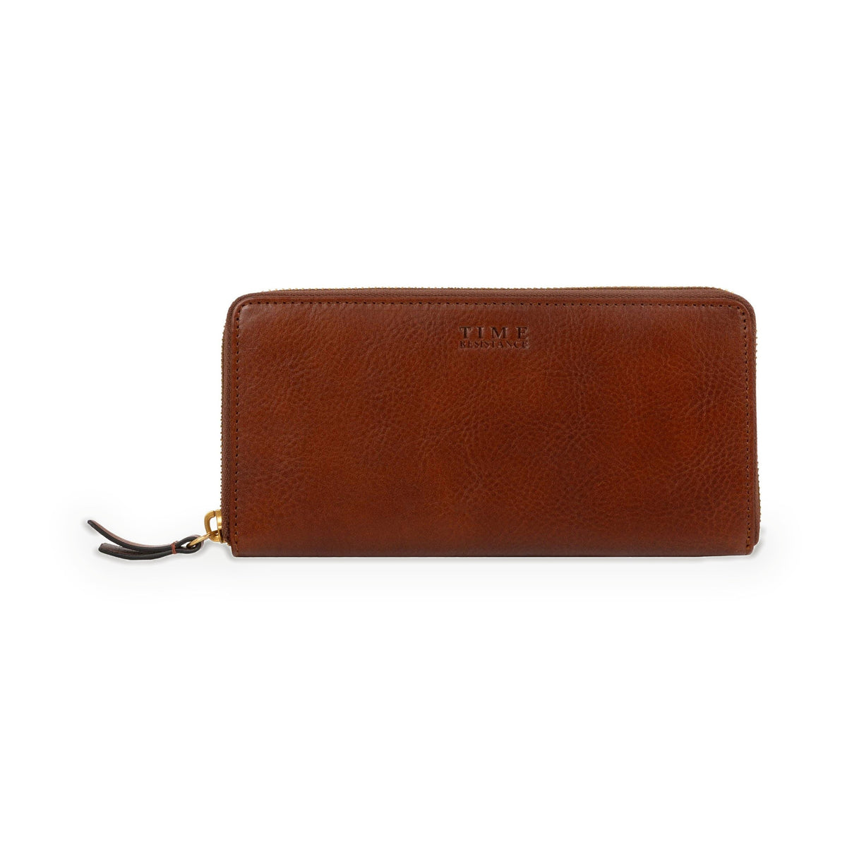 Excellent Women cognac brown leather continental zip-around wallet in Italian Vachetta (Time Resistance), front view