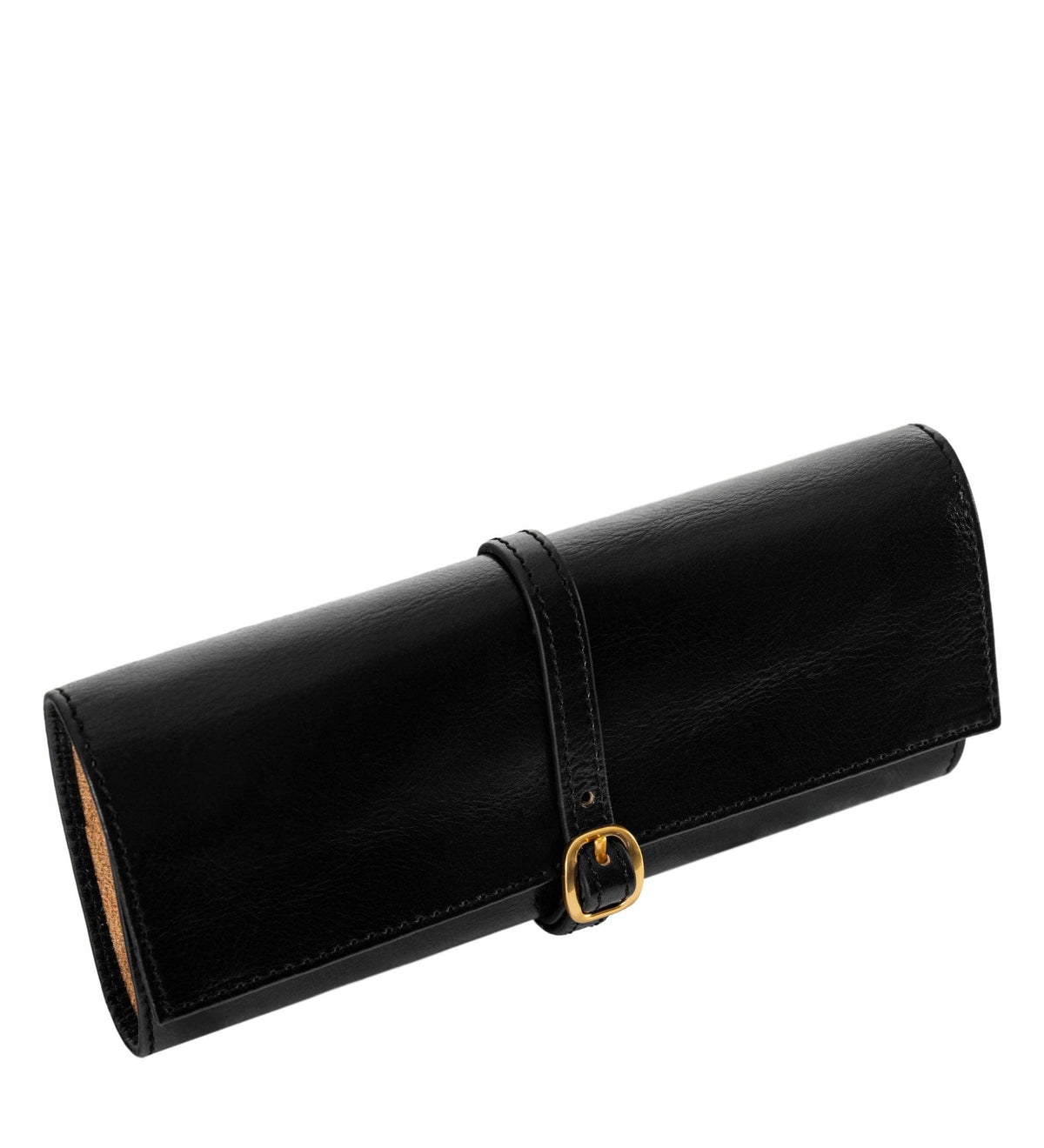 Madame Bovary black leather jewelry roll by Time Resistance in full-grain vegetable-tanned Italian Vachetta, view 3 of 8