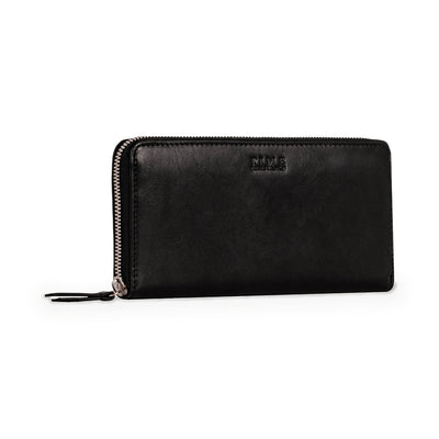 Excellent Women black leather continental zip-around wallet in Italian Vachetta (Time Resistance) — view 3