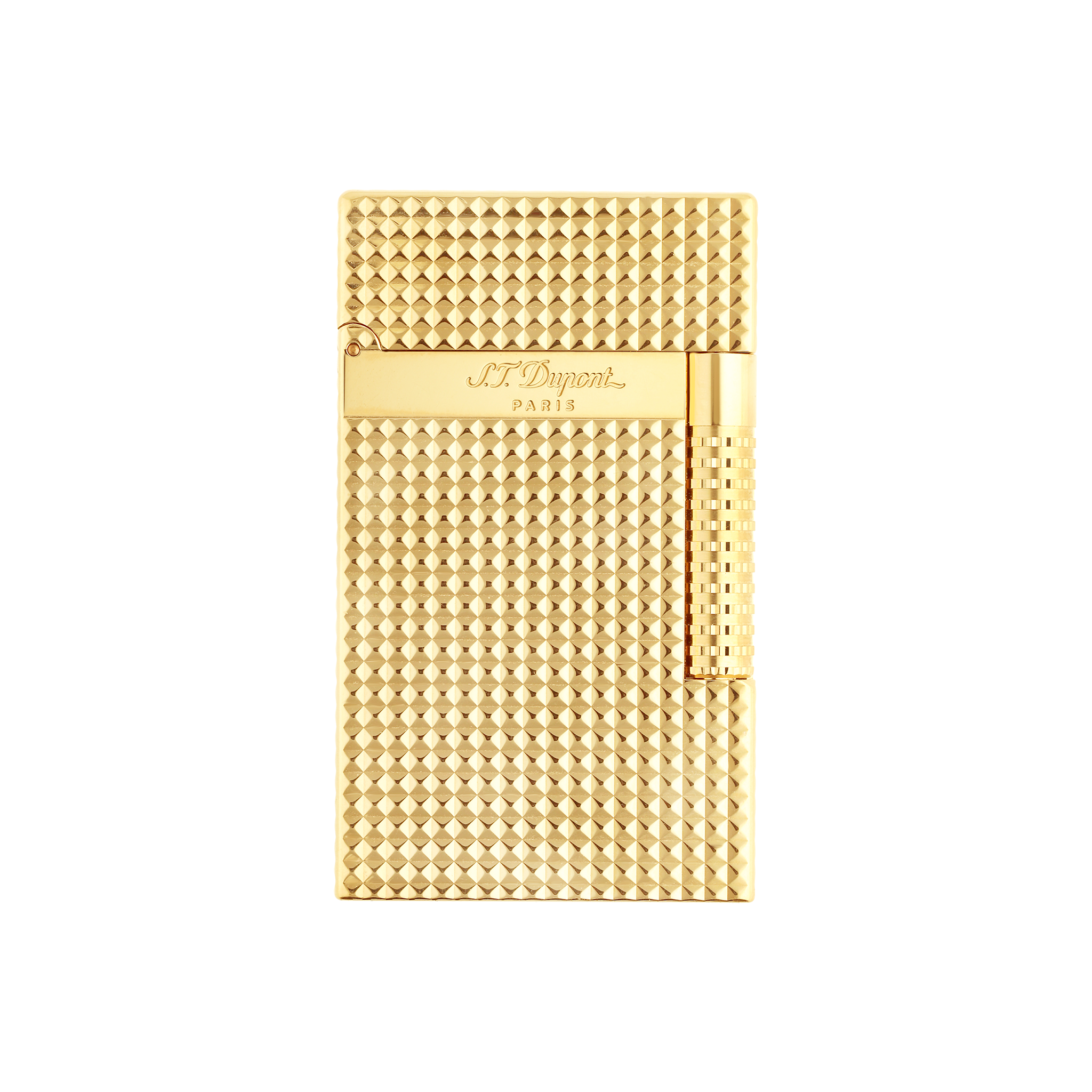 S.T. Dupont Le Grand Lighter, Diamond Head guilloché, Yellow Gold finish