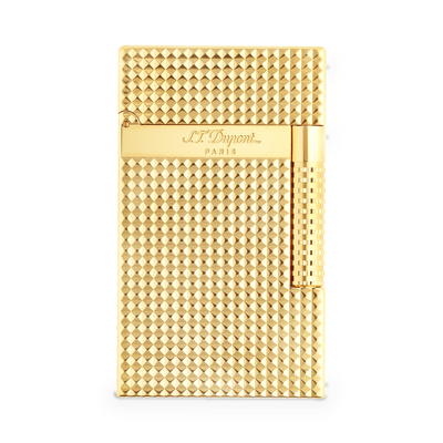 S.T. Dupont Le Grand Lighter, Diamond Head guilloché, Yellow Gold finish