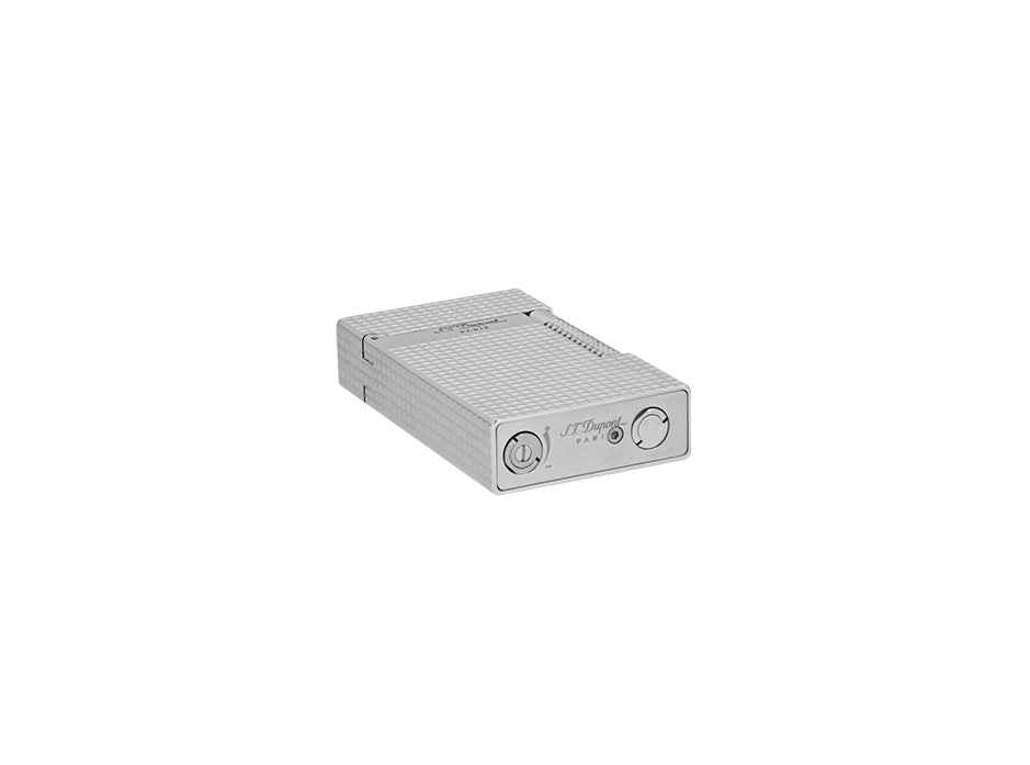 Base of the S.T. Dupont Le Grand lighter in palladium, showing the butane fill valve and flame-adjustment wheel