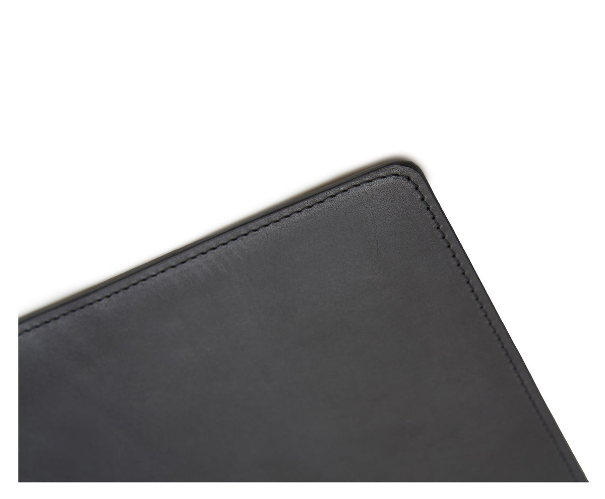 Carter Leather Desk Pad in black — leather detail
