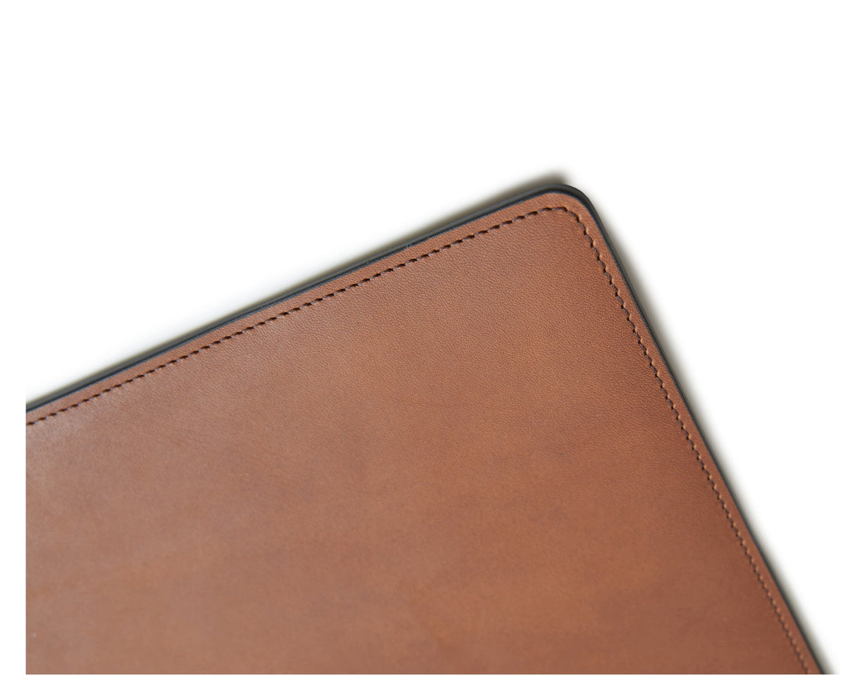 Carter Leather Desk Pad in espresso — leather detail