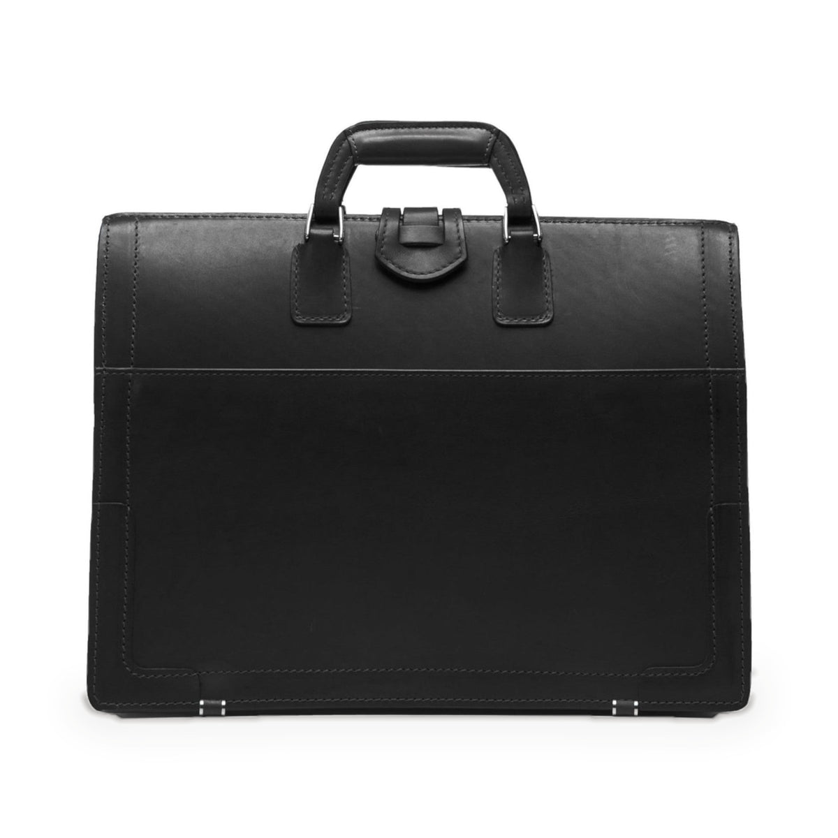 Churchill Classic Briefcase in black full-grain leather — angle view