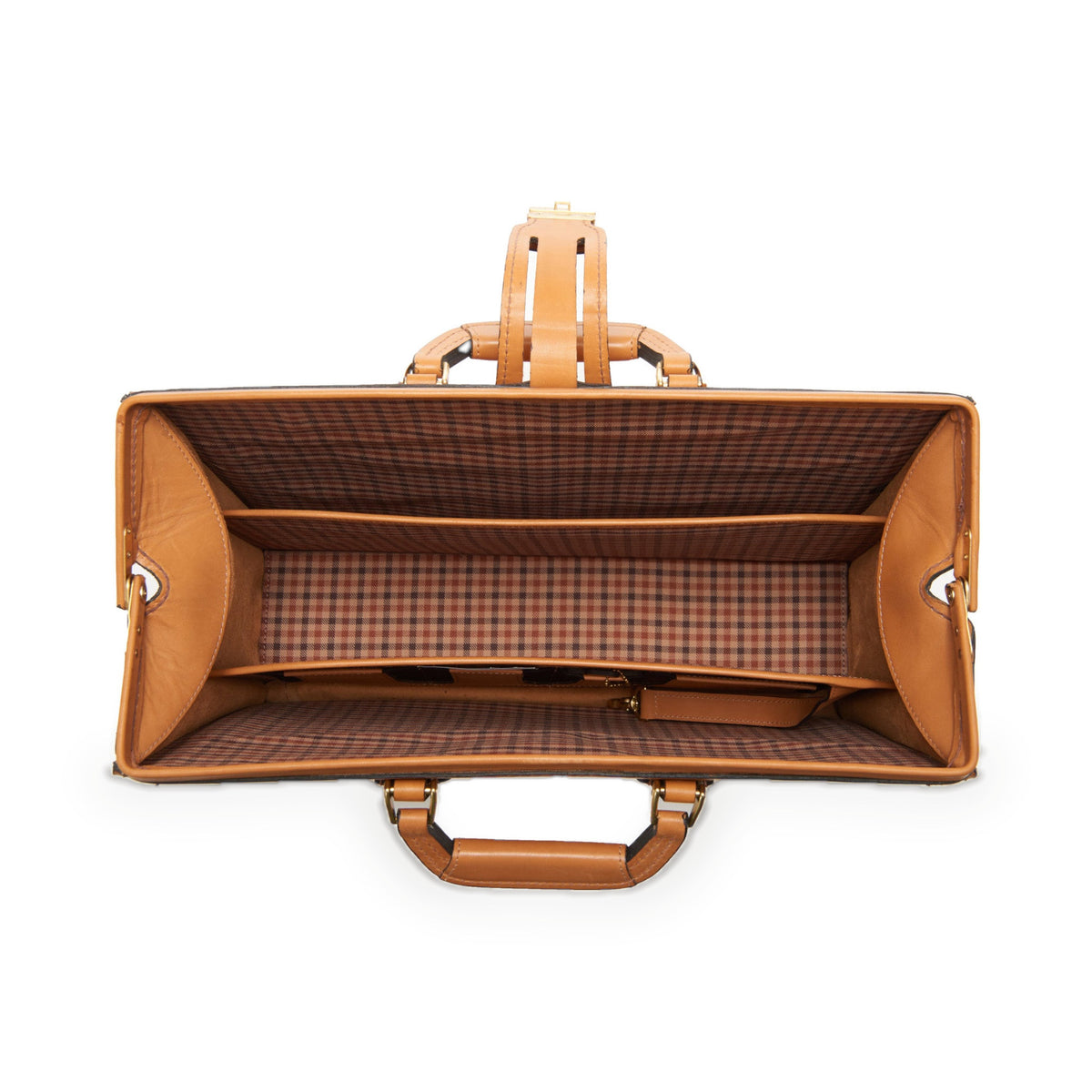 Churchill Classic Briefcase in tan full-grain leather — hardware detail